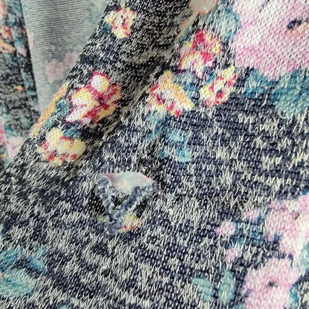 Wallflower Womens Black Floral Open Front Long Sleeve Cardigan Sweater Size XL